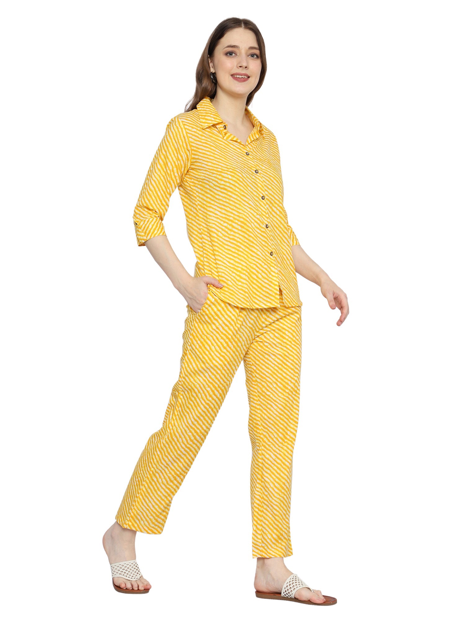 Vibrant Rayon Co-ord Set with Yellow Prints