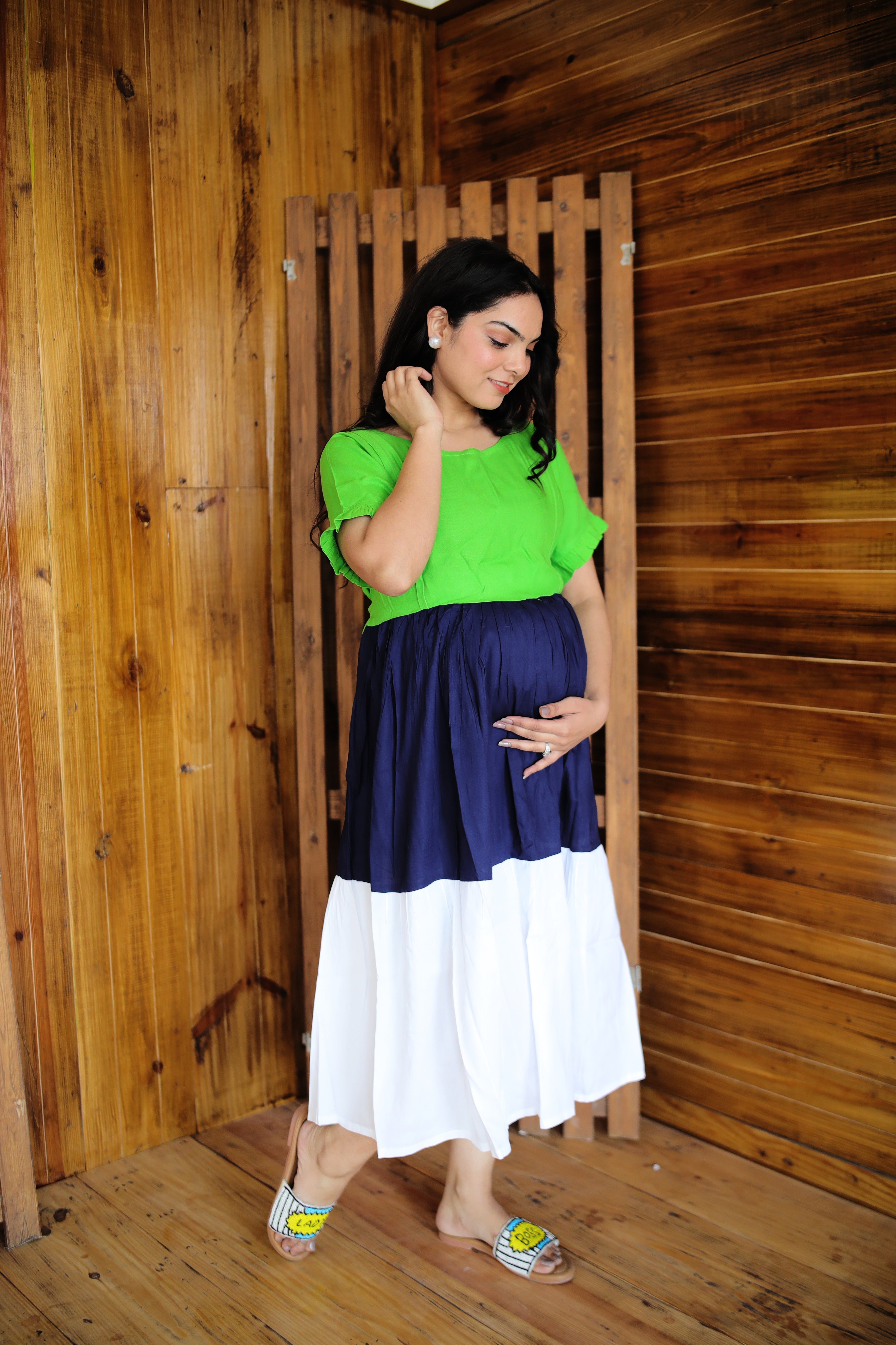 Rayon Maternity Dress with Twin Zipper