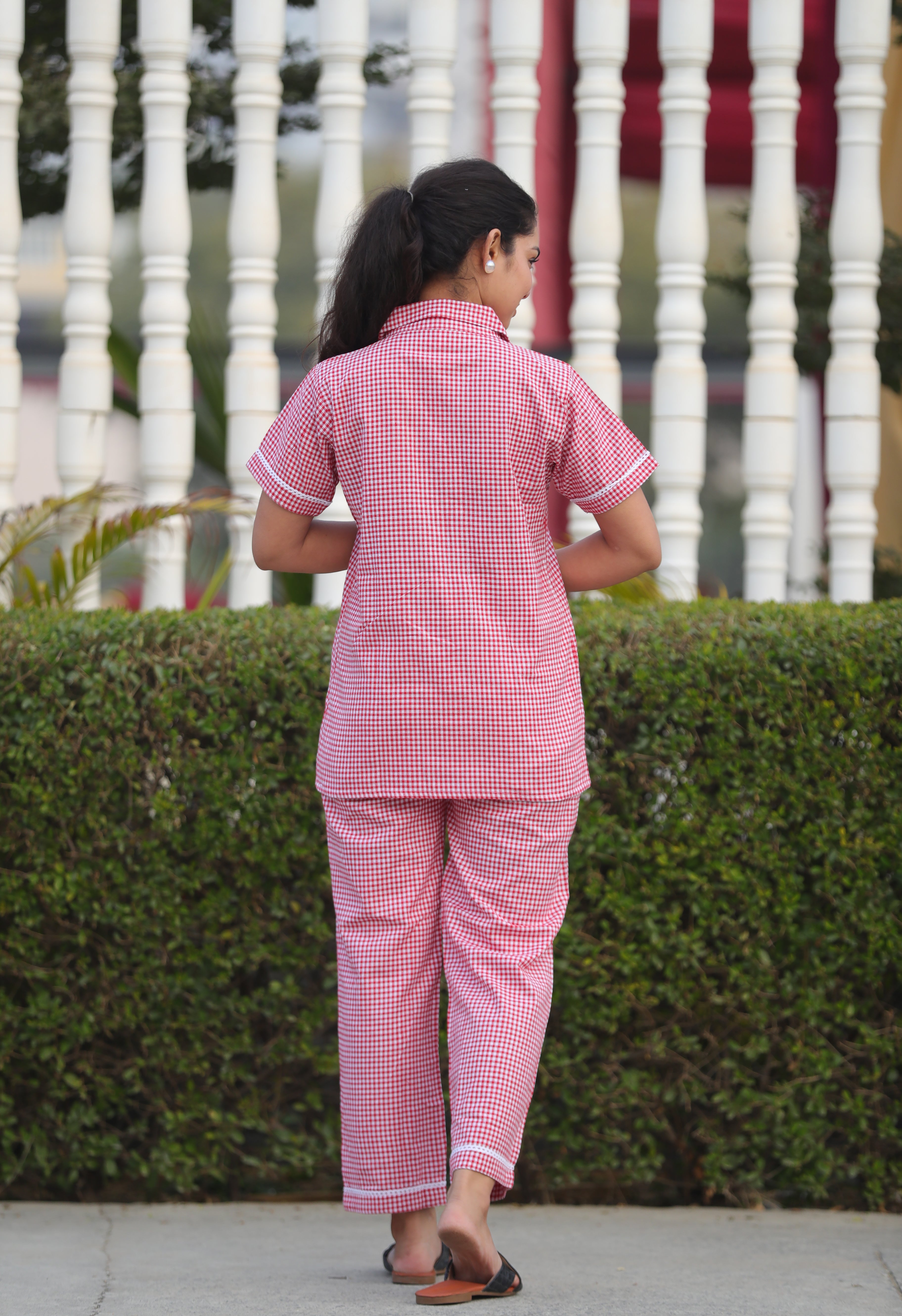 "Classic Check Print Pure Cotton Night Suit