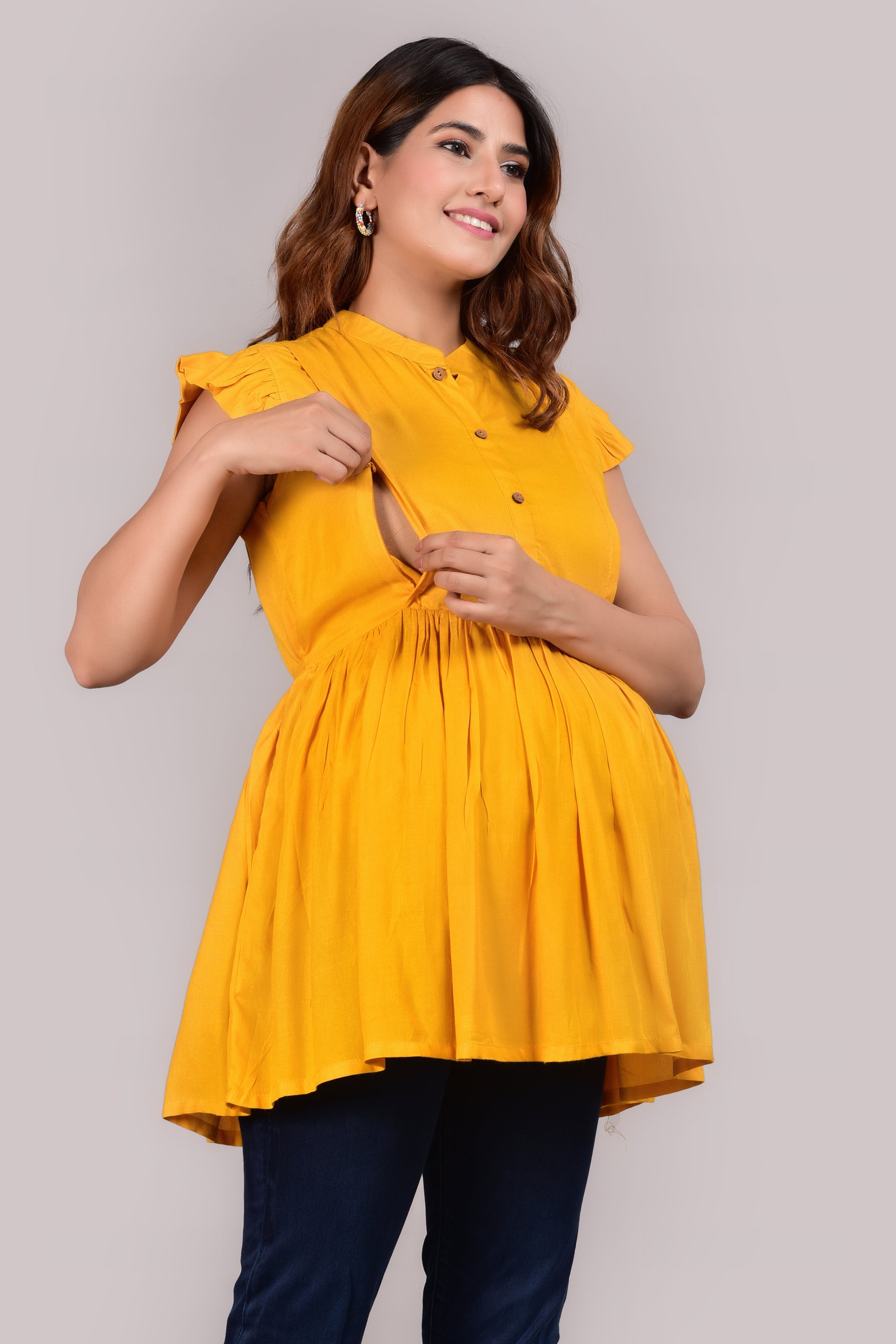 Rayon Maternity Top with Cap Sleeves