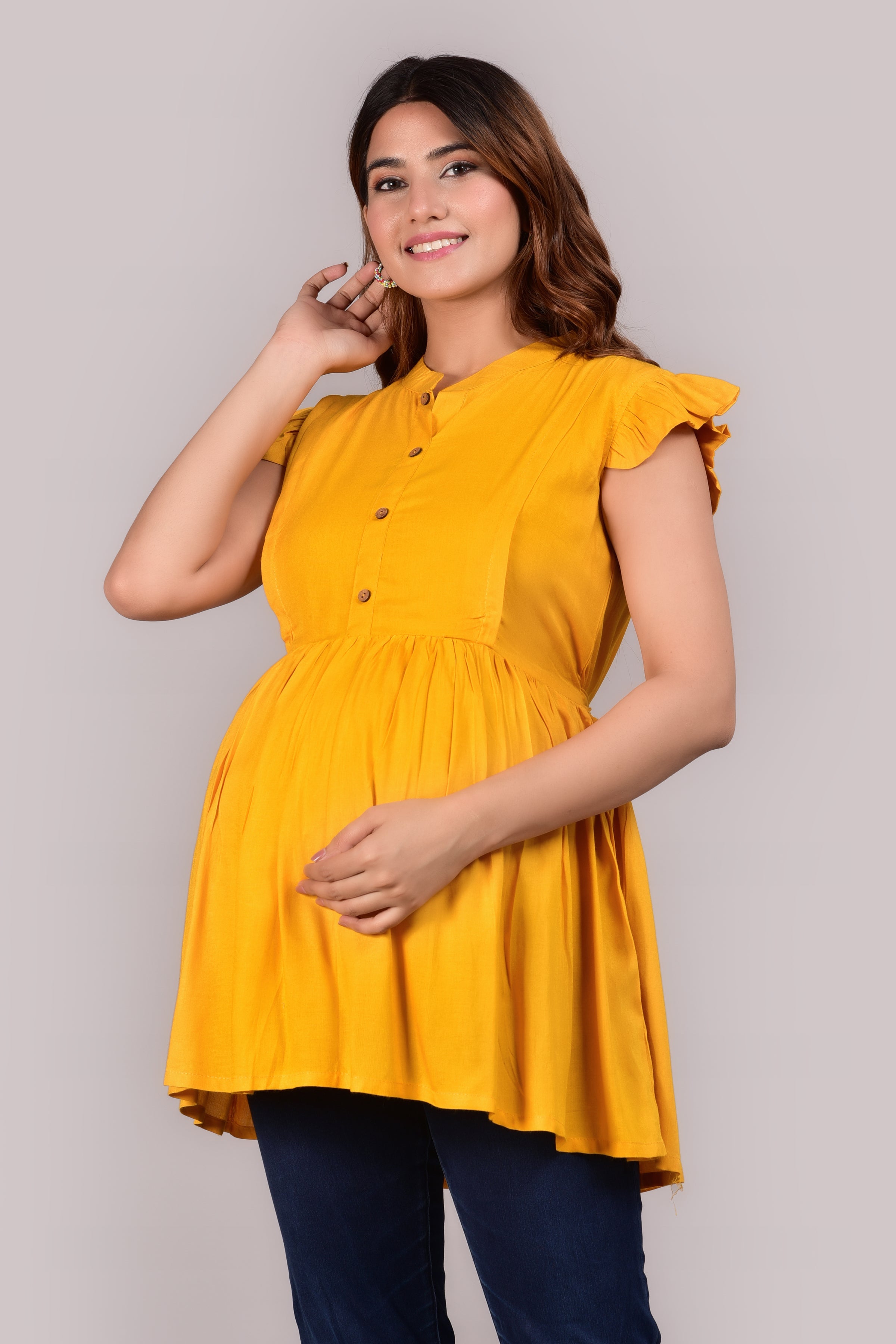 Rayon Maternity Top with Cap Sleeves