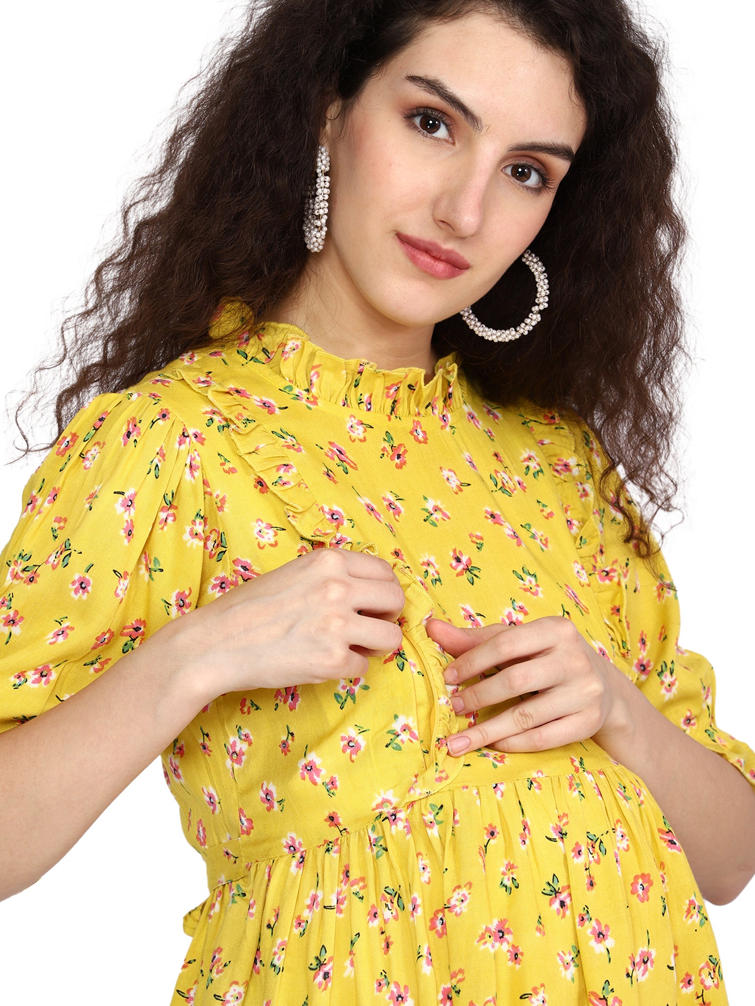 Fit and Flare Yellow Maternity Top