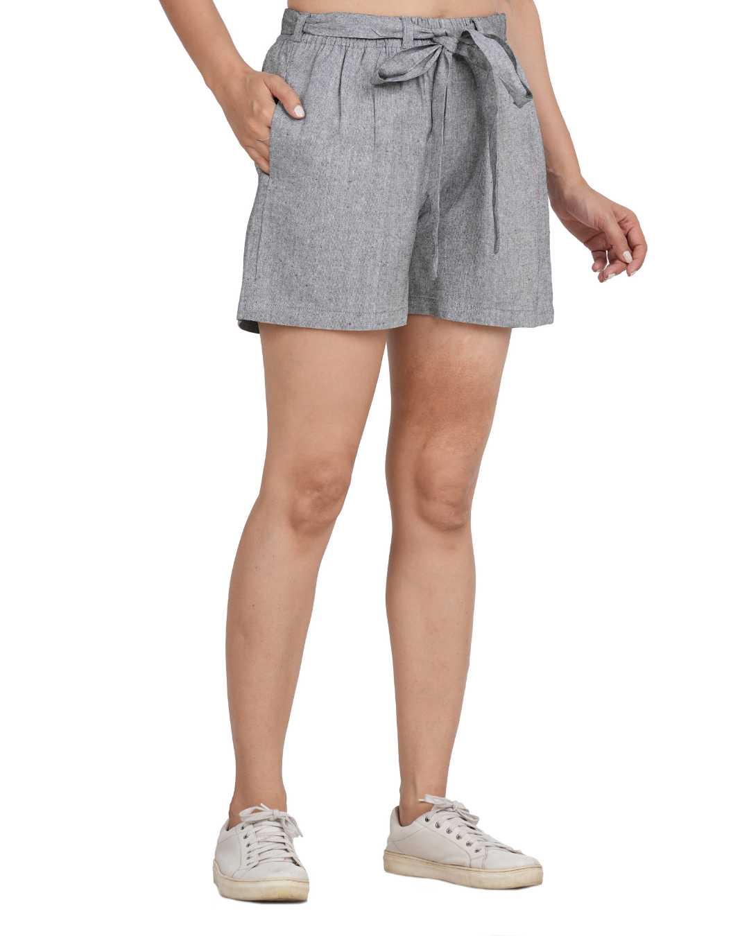 Plus size Women Grey Regular Shorts