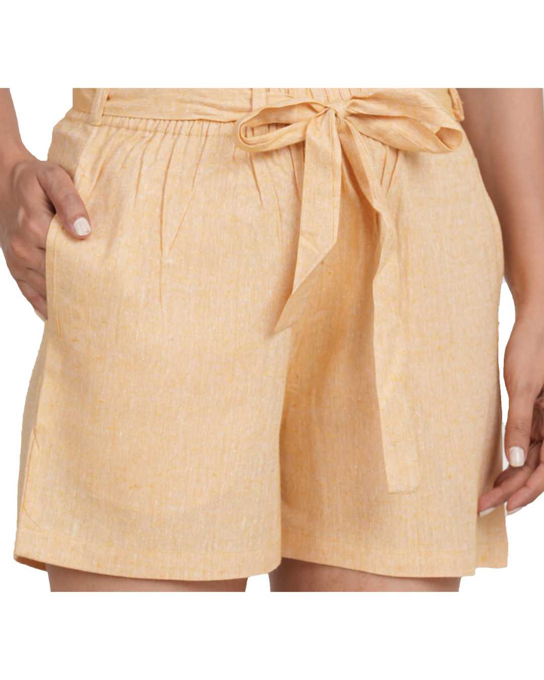 Plus size Solid Women Yellow Regular Shorts