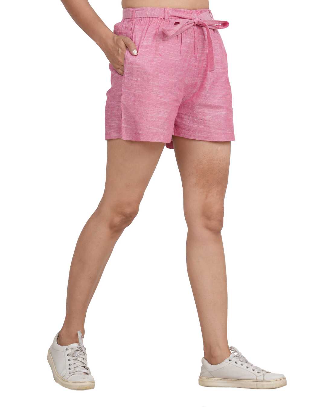 Plus size Solid Women Pink Regular Shorts
