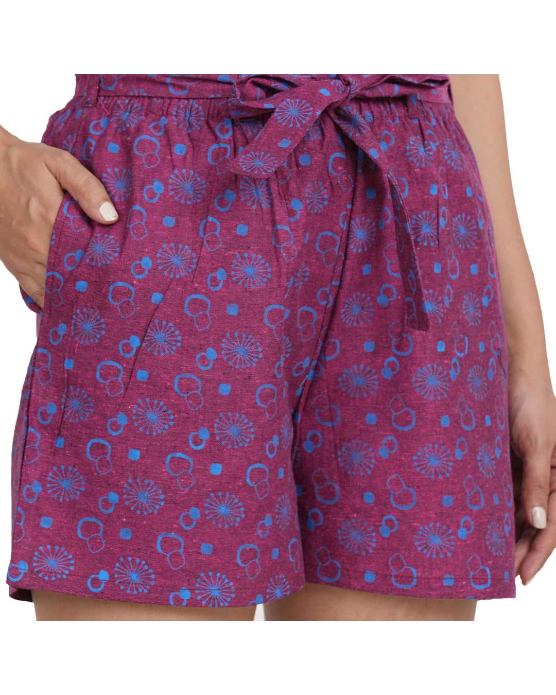 Plus size Printed Women Purple Regular Shorts