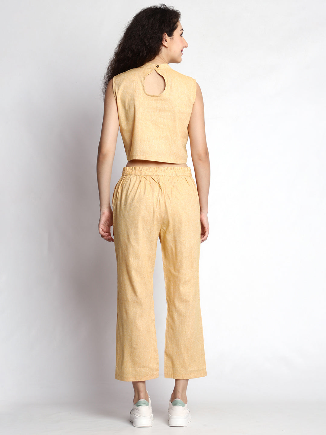Yellow Chic Sleeveless Crop Top Co-ord Set