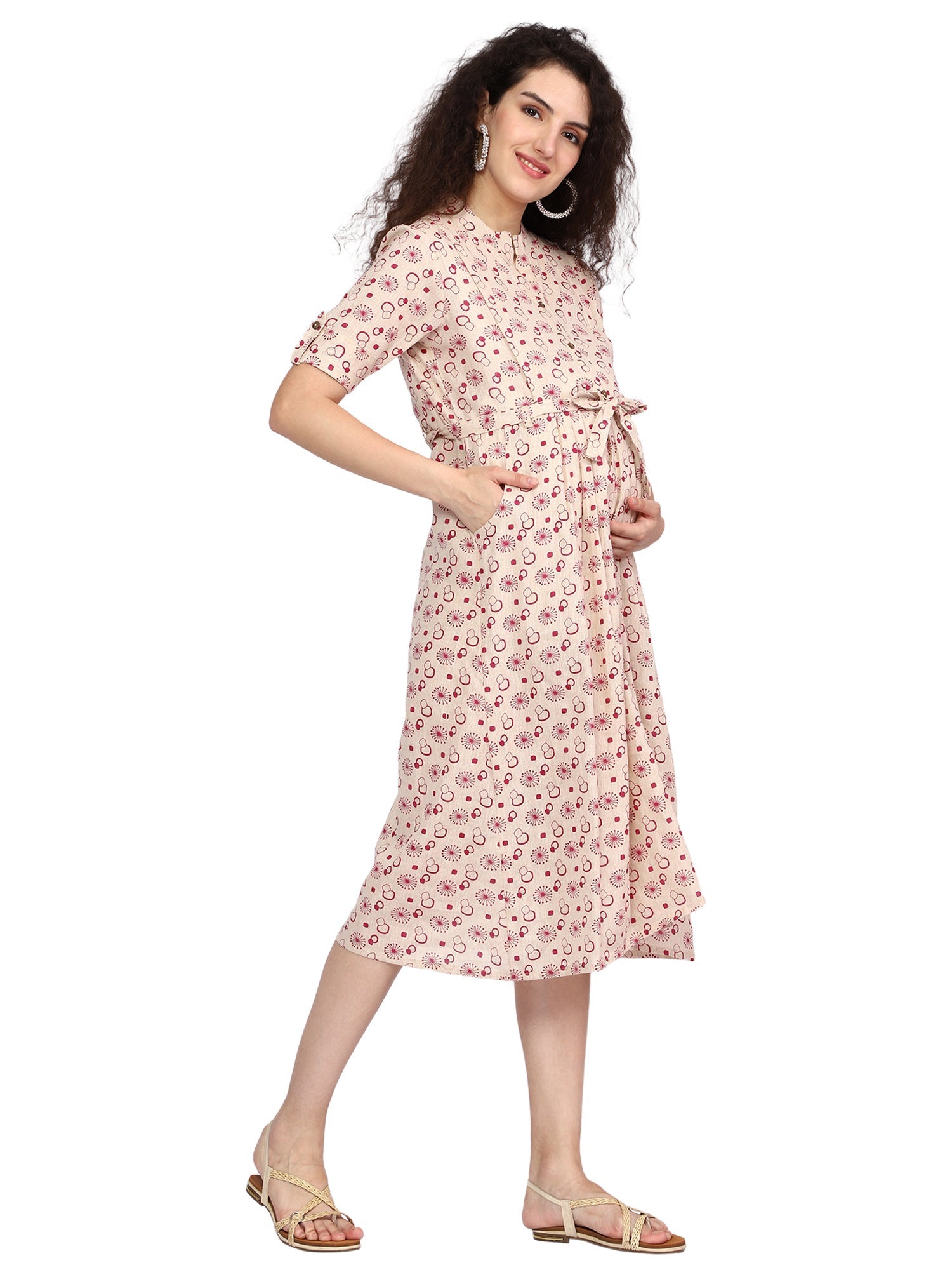 Plus size Fit and Flare Printed Maternity Dress