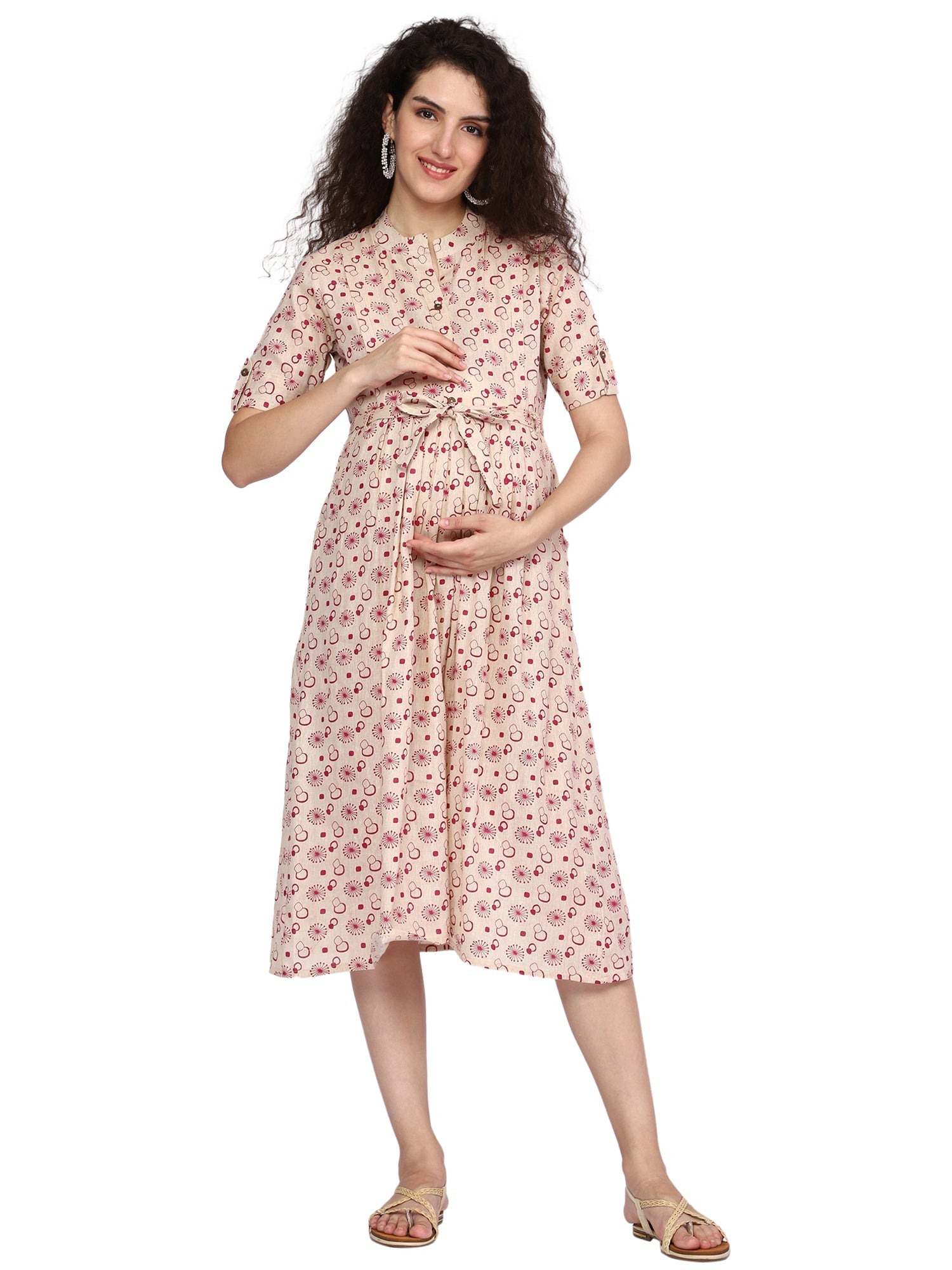 Plus size Fit and Flare Printed Maternity Dress