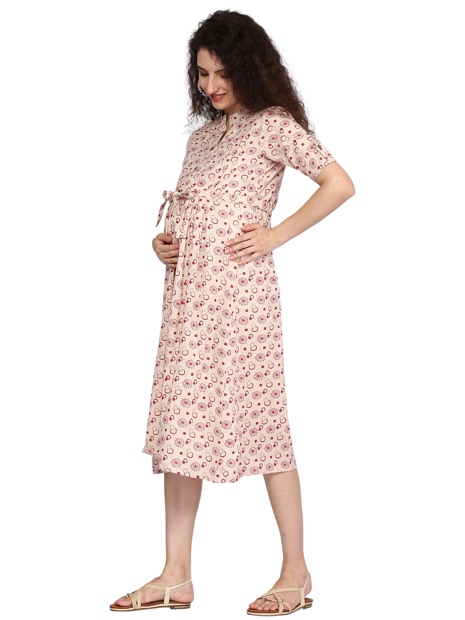 Fit and Flare Printed Maternity Dress