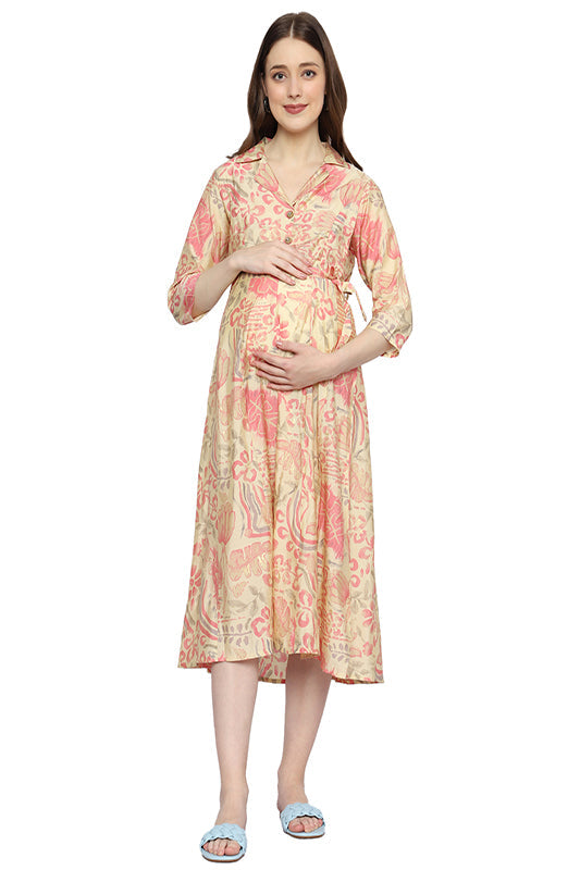 Floral Printed Cotton Maternity Dress