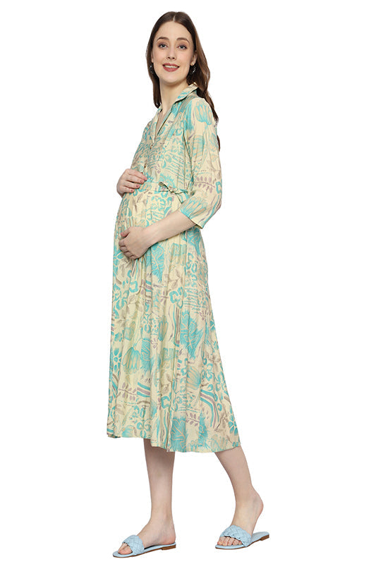Plus size Floral Printed Cotton Maternity Dress