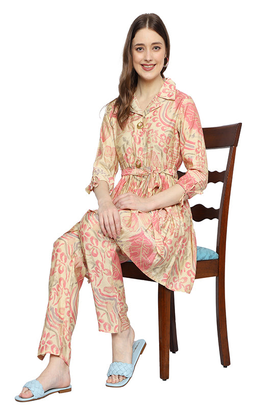 Cotton Ethnic Co-ord Set with Floral Print