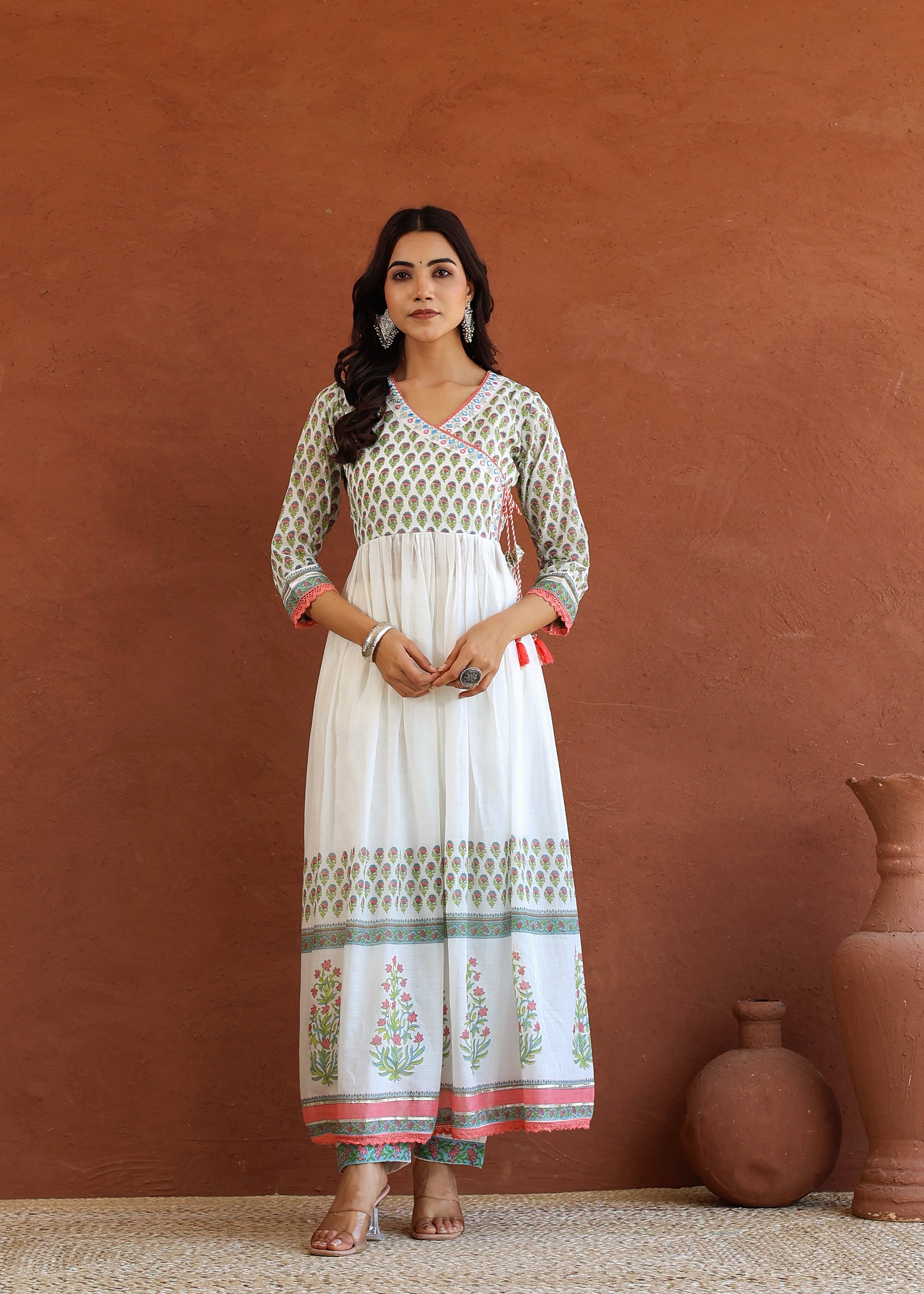 Cotton Mulmul Emboridary Printed Kurta Set