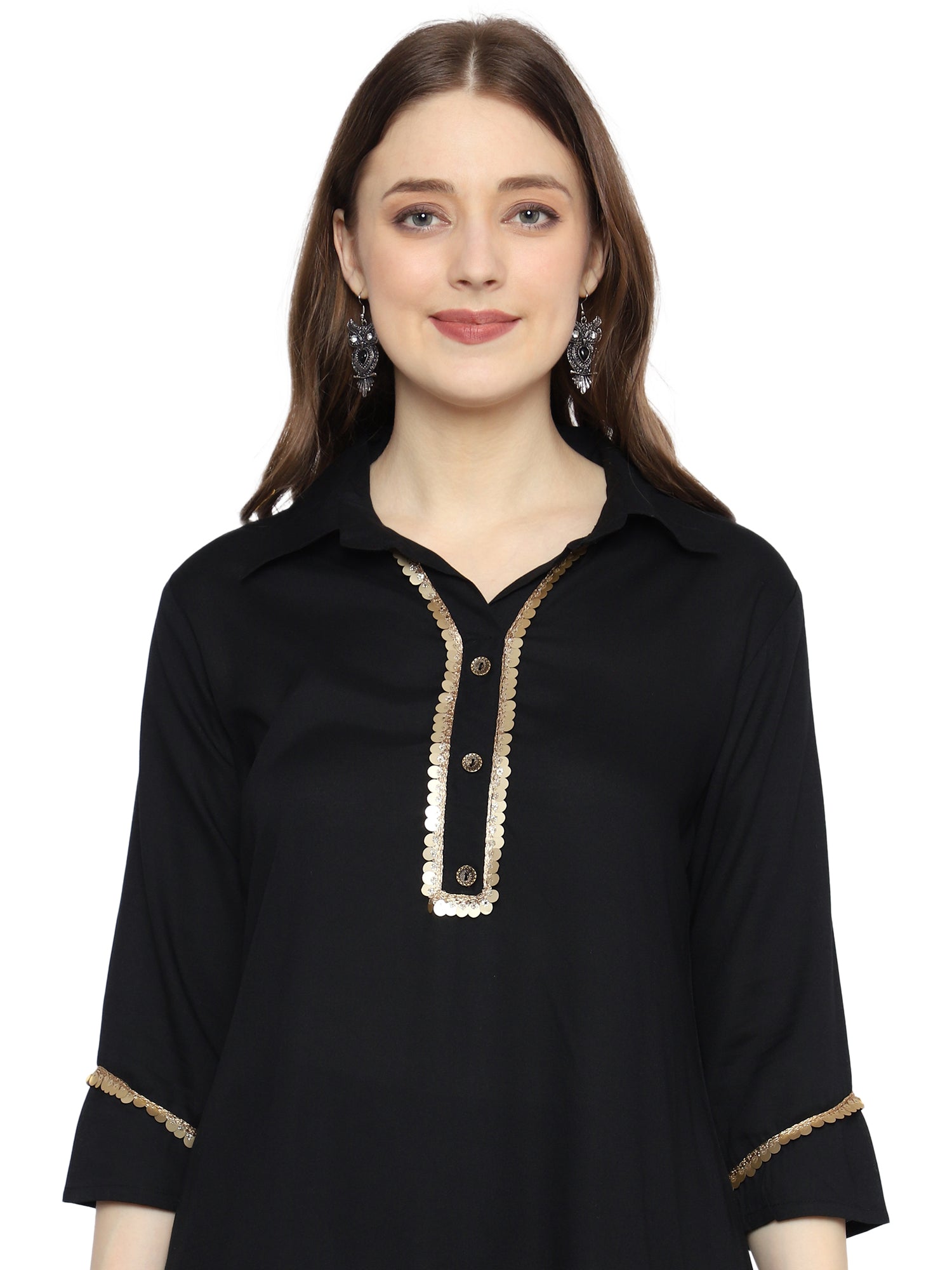 GMI Black Rayon Afghani Kurta Pant Set