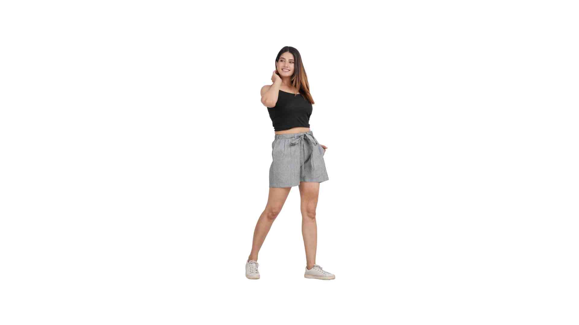 Plus size Women Grey Regular Shorts