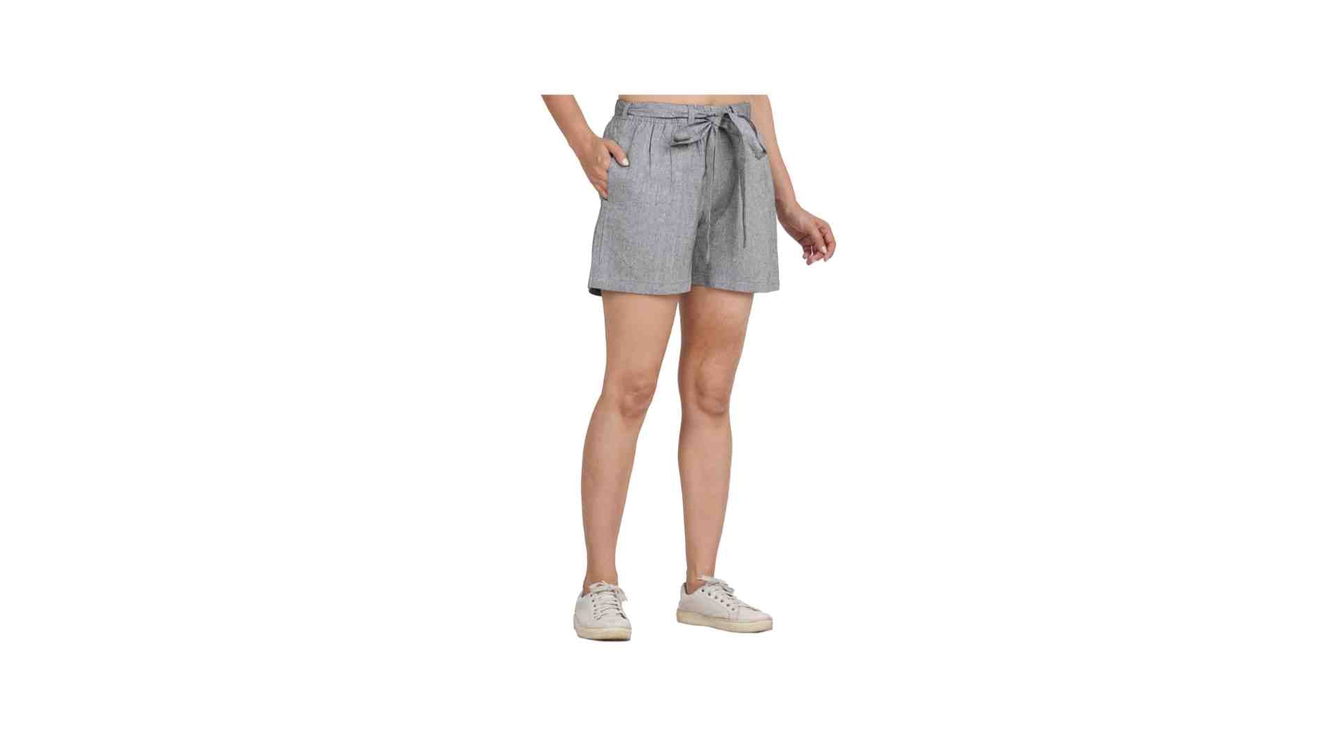 Plus size Women Grey Regular Shorts