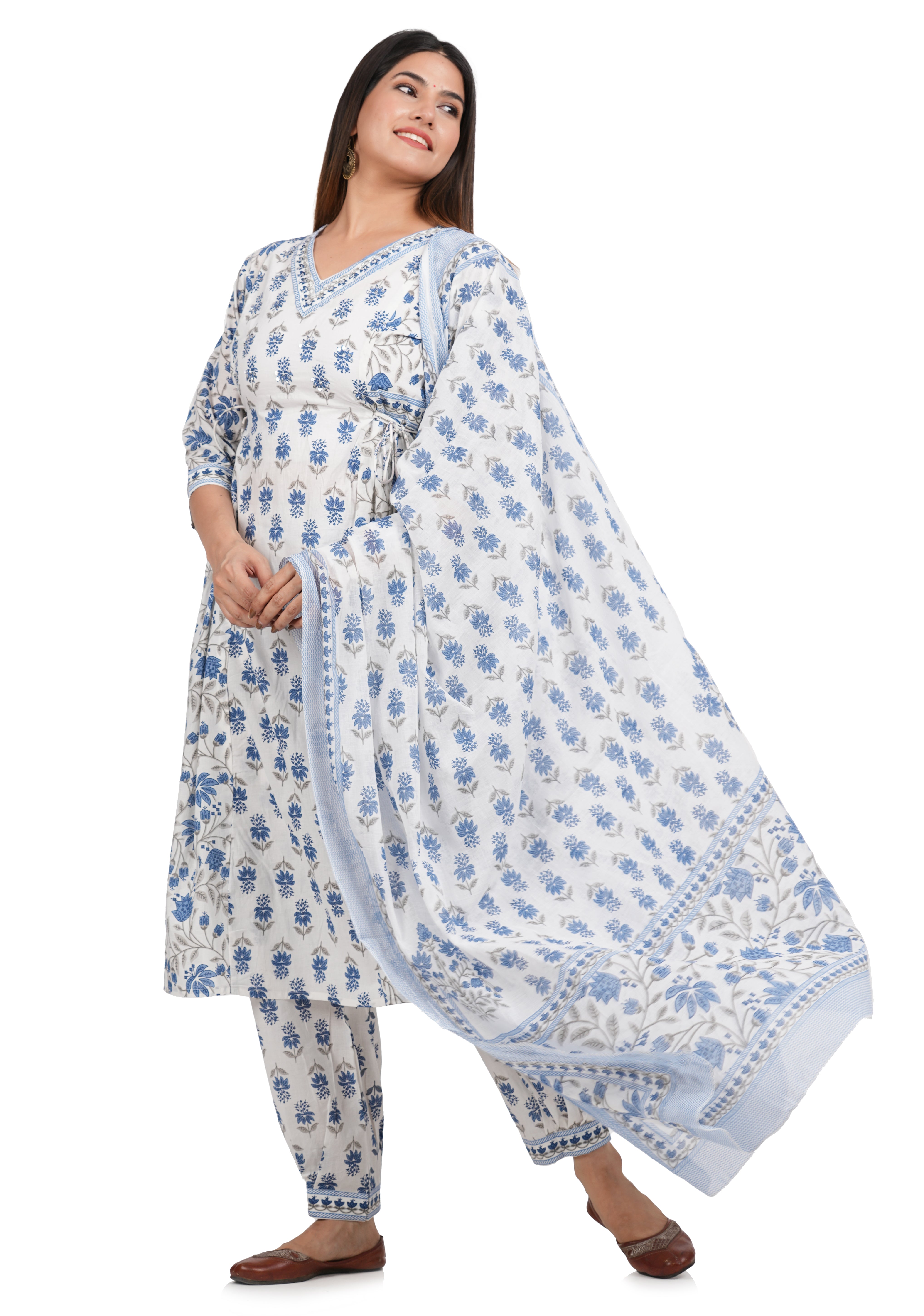 Printed Afghan Suit Set: Effortless Elegance in Cotton