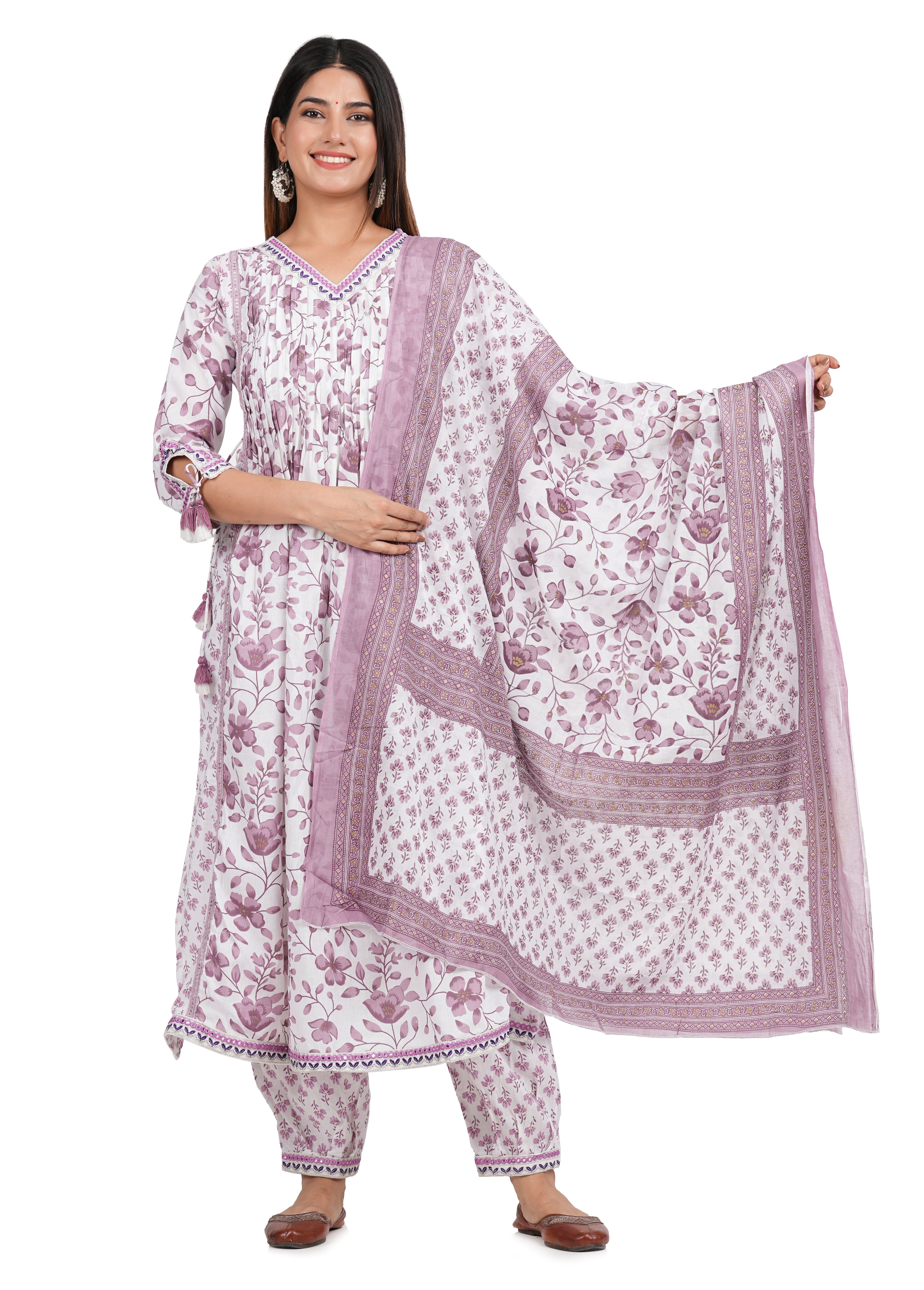 Exquisite Printed Afghan Suit Set: Handcrafted Elegance in Cotton