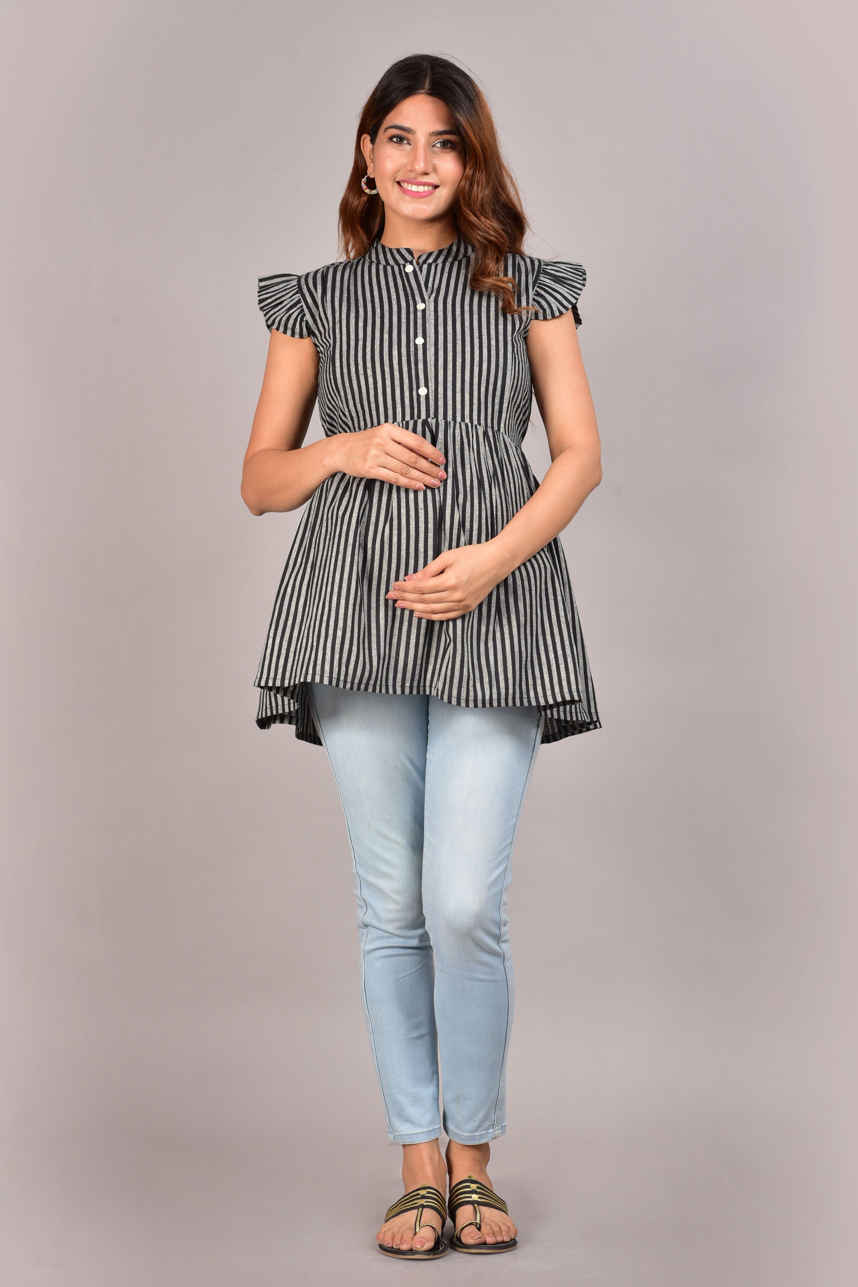 Pure Cotton Stripped Maternity Top for women