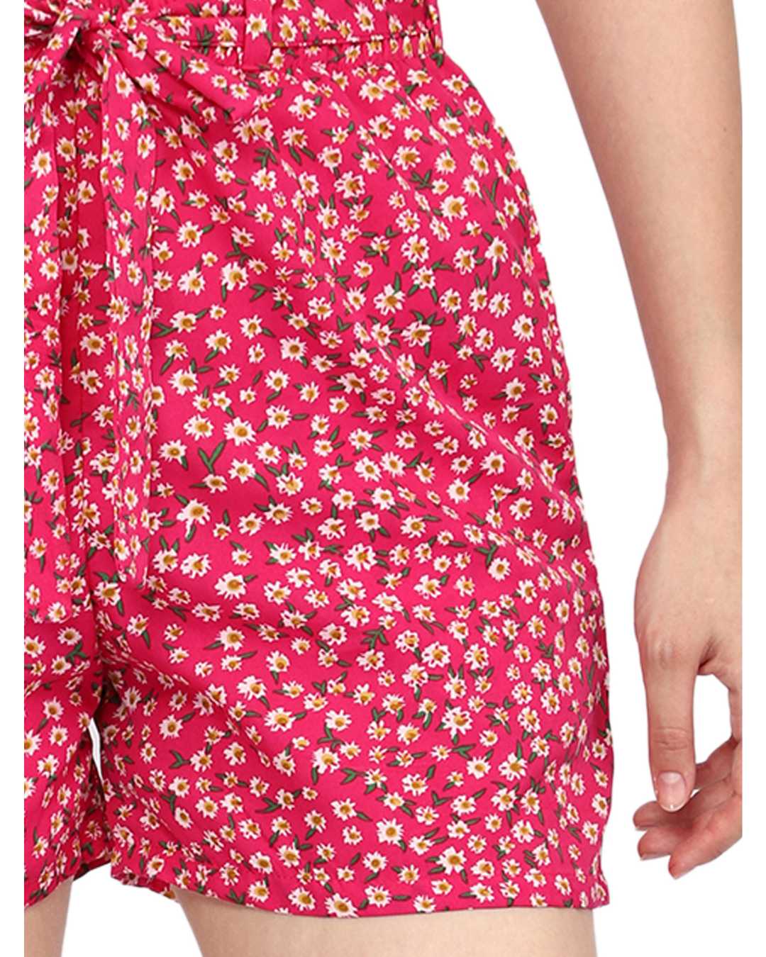 Plus size Printed Women Pink, Red Regular Shorts