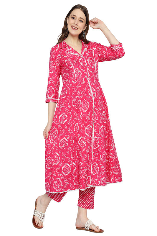 Pink Printed Rayon Ethnic Co-Ord Set
